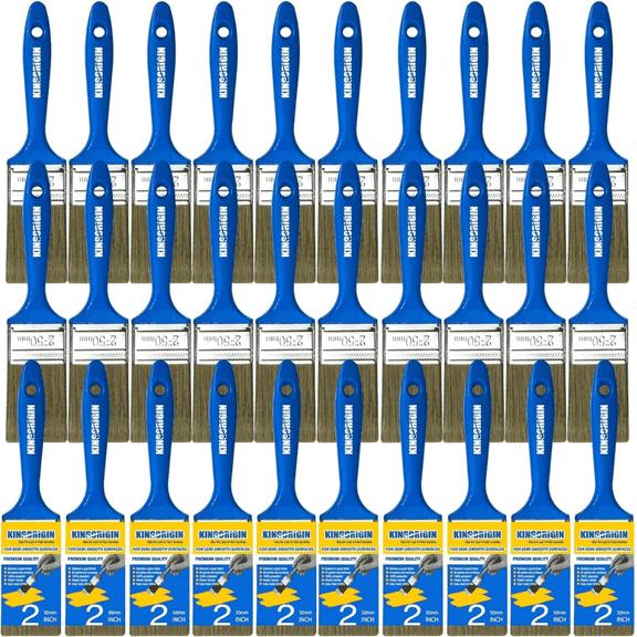 KINGORIGIN 30-Pack 2 inch Paint Brushes, Treated Bristles, Plastic Handle, Bulk Paint Brushes for Walls, Furniture, Trim, And Craft Project