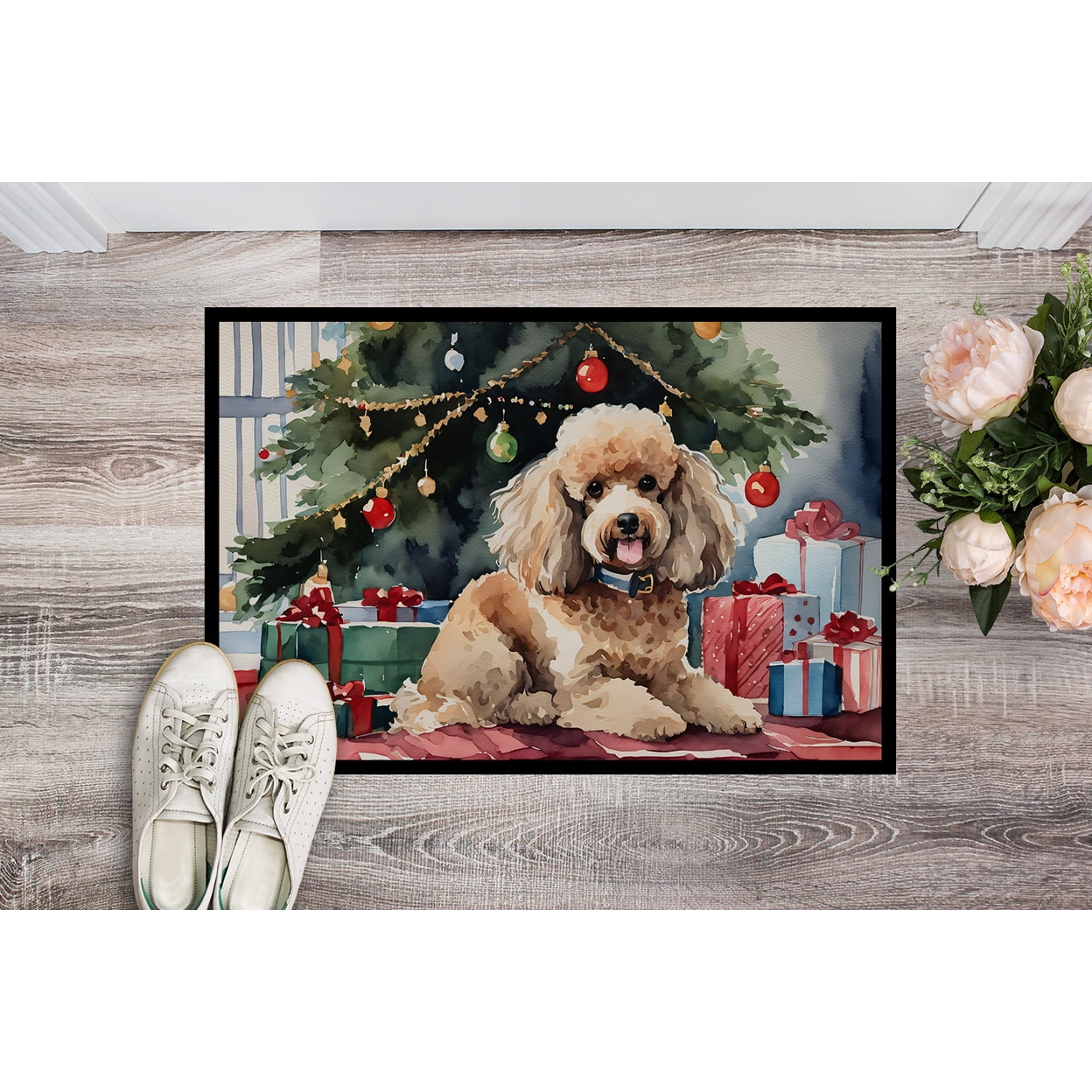Carolines Treasures DAC2726MAT 18 x 27 in. Poodle Cozy Christmas Doormat