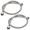 thumbnail image 1 of Aquaterior 2 Pack 28 Faucet Supply Line Stainless Steel Hose Hot Cold Water PVC Inner Pipe 0.41 lbs, 1 of 7