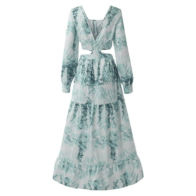 Yubatuo Women's Fashion Beach Casual Floral Maxi Long Dress