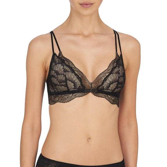 Natori Women's Double Time Lace Bralette 725280, Black/Dark Grey, L