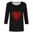 thumbnail image 4 of KIHOUT New Arrivals Fashion Tops Womens Valentine's Day Shirts 3/4 Sleeves Blouse Round Neck Heart Printed Casual Top,Size S-3XL, 4 of 5