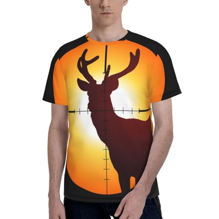 Men s 3D T-Shirt Casual Short Sleeve Funny Tee Tops Target Deer Elk Hunting