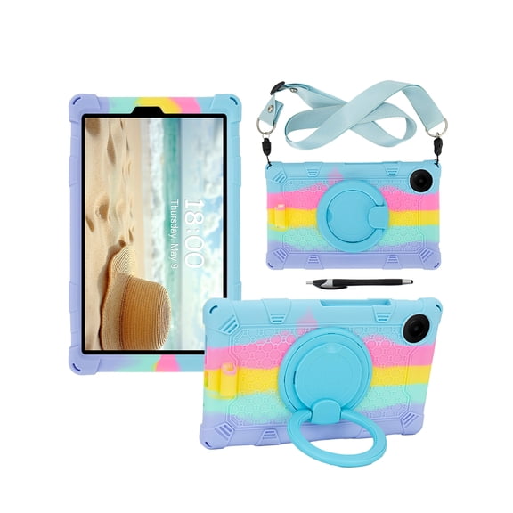 BOVUGAC Soft Silicone Tablet Case for TCL Tab 8 Gen2 8.7 Inch, Flexible Shock‑Absorbing Protective Cover, Lightweight Slim Anti‑Scratch Shell with Capacitive Stylus Pen-Multicolor
