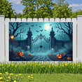 thumbnail image 3 of Halloween Theme Decorative Banner Spooky Atmosphere Jack o Lanterns Gate Design for Outdoor Decorating Holiday Party Night, 3 of 5