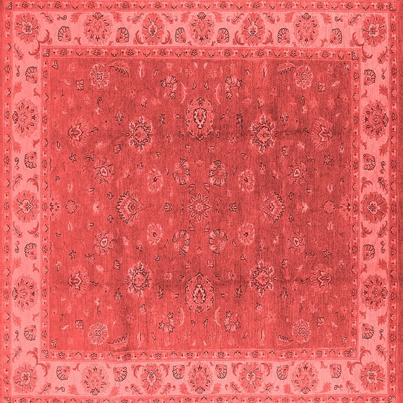 Ahgly Company Indoor Square Oriental Red Traditional Area Rugs, 7' Square