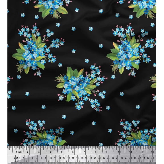 Soimoi Cotton Duck Fabric Leaves & Madhabilata Floral Fabric Prints By Yard 42 Inch Wide