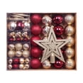 thumbnail image 1 of Adornos navideños de bolas, adornos navideños, regalo ideal y práctico, para de , decoraciones para árboles de para festivales de Rojo oscuro y dorado, 1 of 8