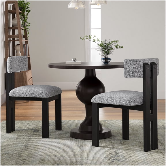 Modern Armless Dining Chairs Set of 2, Upholstered Fabric Side Chairs with Iron Legs for Kitchen Dining Room