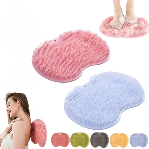 2PCS Shower Foot Scrubber Mat With Suction Cups, Silicone Foot Scrubber For Shower, Foot And Back Scrubber Matt For Shower Mat