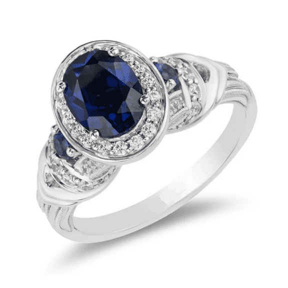 Vintage Oval Cut Blue Sapphire wedding Ring in 925 Sterling Silver - September Birthstone - Proposal Ring