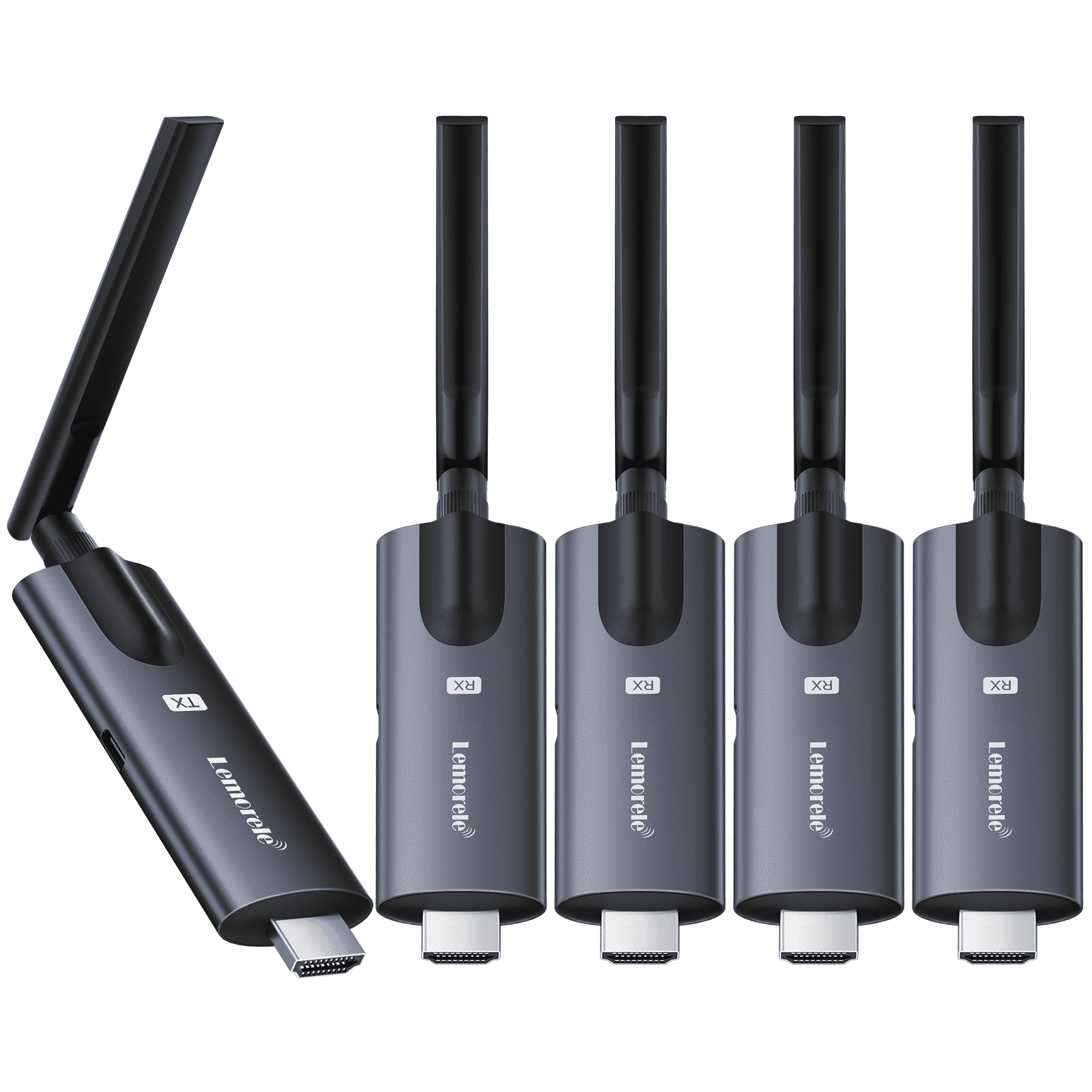 Lemorele Wireless HDMI Transmitter and 4 Receivers ,1080P HD 656ft Wireless HDMI Extender Kit, 5G Wireless Video Transmission for Laptop,Plug Play