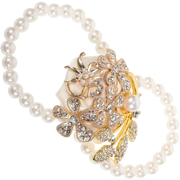 Corsage Wristlet Band Pearl Bracelet Beads Bands Decor Decorate Fashion Design Bridesmaid Bridegroom