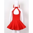 thumbnail image 4 of Haitryli Kids Girls Latin Dance Dress Ballet Samba Rumba Tango Dance Stage Performance Costume Red 13-14, 4 of 7