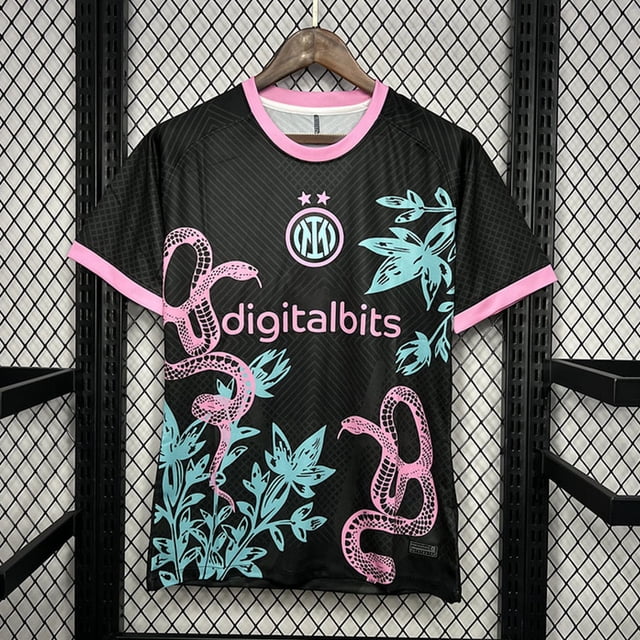 Camiseta De Fútbol Clásica Negra Y Rosa De Verano Del Inter De Milán, Edición Especial, Temporada 24-25XL