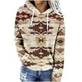 thumbnail image 2 of JTZGDY Vintage Hooded Sweatshirts for Women Fashion Aztec Print Ethnic Style Western Shirts Lightweight Casual Fall Long Sleeve Drawstring Hoodie Outwear Tops with Kangaroo Pockets Multicolor#17 L, 2 of 6