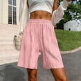 thumbnail image 2 of Edvintorg Bermuda Shorts for Women Knee Length Elastic Waisted Breathable Lightweight Loose Fit Casual Short Women Summer Clothes Pink XXL, 2 of 6