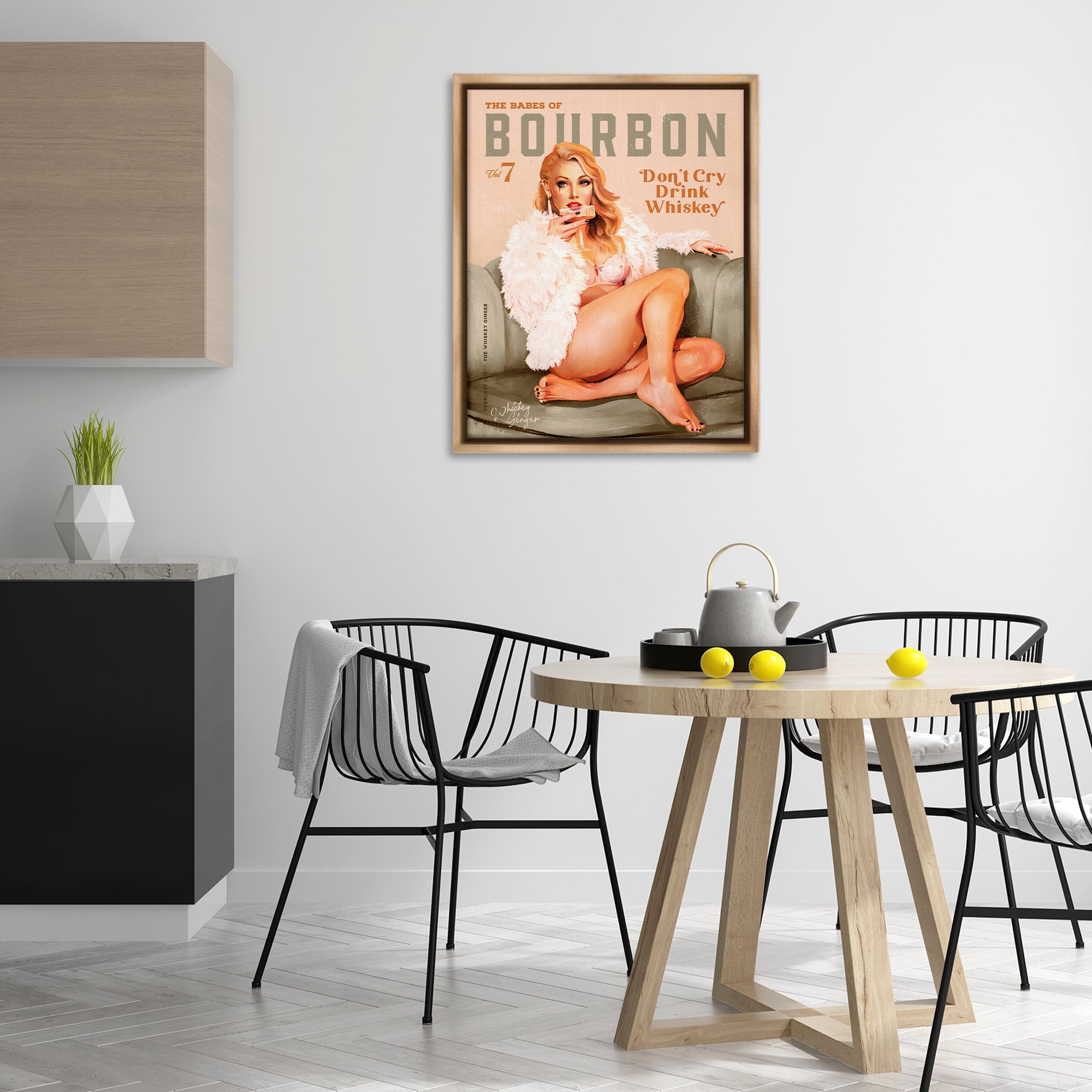Stupell Industries Babes of Bourbon Girl People Painting Brown Floater Framed Canvas Art Print Wall Art, 25 x 31