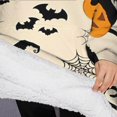 thumbnail image 3 of Oversized Wearable Blanket Hoodie,Black Cat Pumpkin Halloween Pattern Sherpa Blanket Hoodie with Super Pockets,Super Warm Fuzzy Pullover for Women & Men, 3 of 6