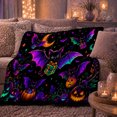 thumbnail image 6 of Whimsical Bat Holding Box, Festive autumn celebration Scene, Warm Flannel Blanket for Living Room and Bedroom with Detailed Artwork, Art Lovers autumn celebration Gift, Fantasy Home Decor, 6 of 9