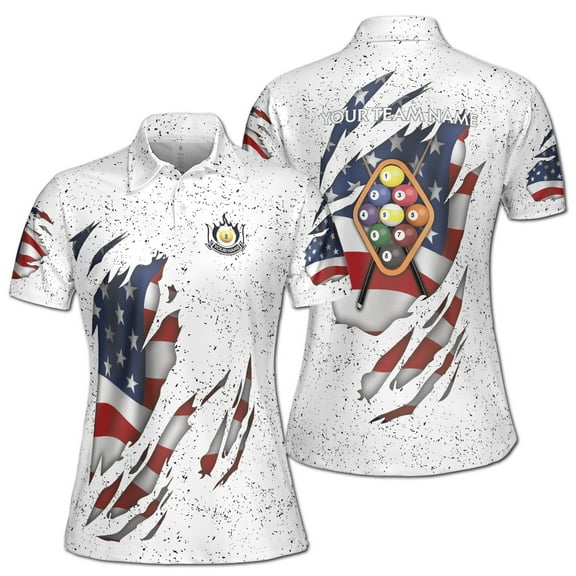 Custom Billiard 9 Ball Pool White Women's Polo Shirts, Billiard Team Polo Shirt S-5XL
