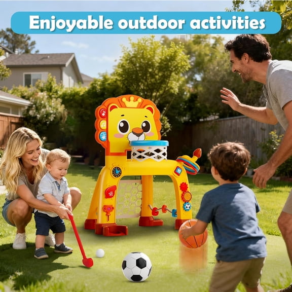 4-in-1 Toddler Basketball Hoop & Soccer Goal and Golf Toys