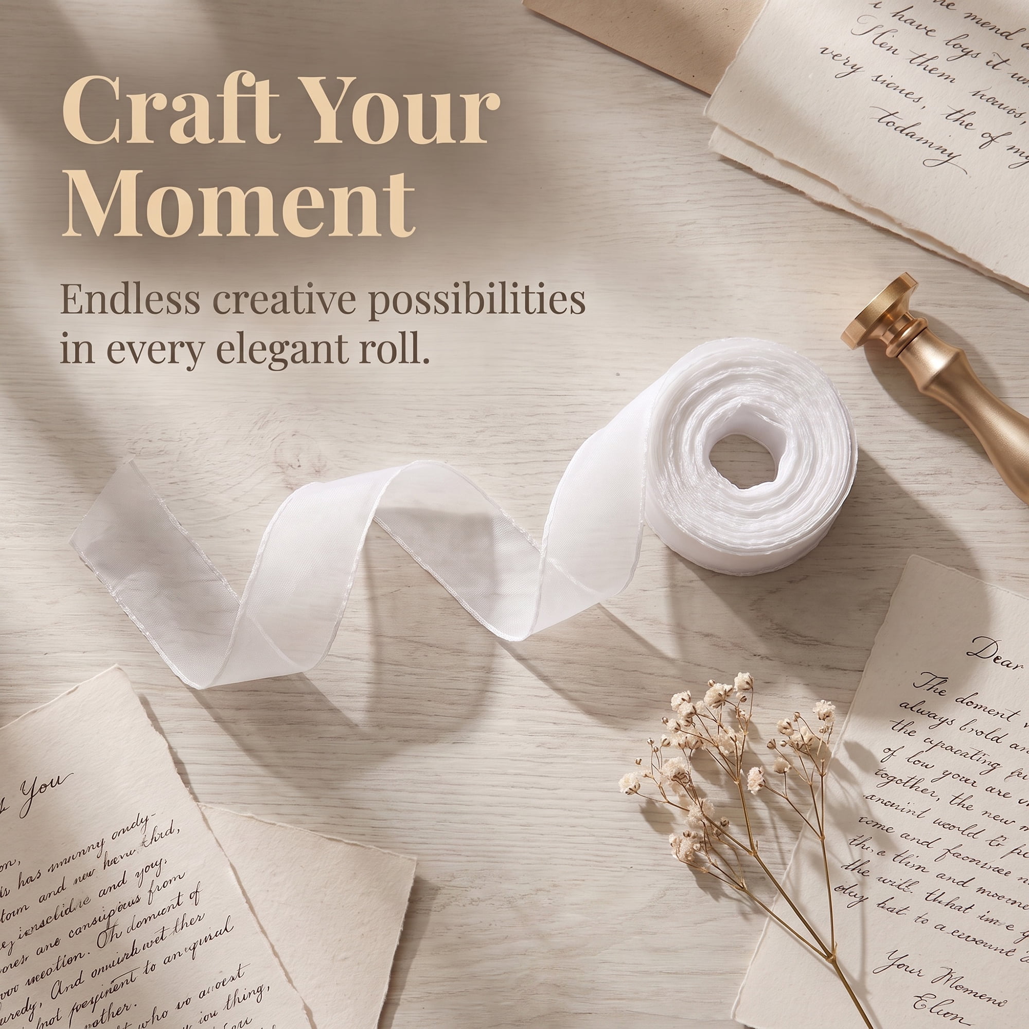 Unique Bargains 10Pcs Woven Edge Chiffon Ribbon on Sturdy Spools White 2.4 Yard