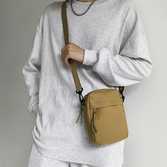 OFFIGAM Khaki Canvas Crossbody Sling Bag for Men and Women, Lightweight Travel and Shoulder Bag
