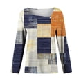 thumbnail image 4 of jobturf Long Sleeve Tunic Tops for Women Dressy Casual Asymmetric Square Neck Plaid Shirts Fall Spring Fashion Decorative Buttons Blouses, 4 of 7