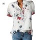 thumbnail image 3 of Camisa de mujer Jumpingount manga corta cuello en V botones estampados Blanco M AP002115-02, 3 of 5