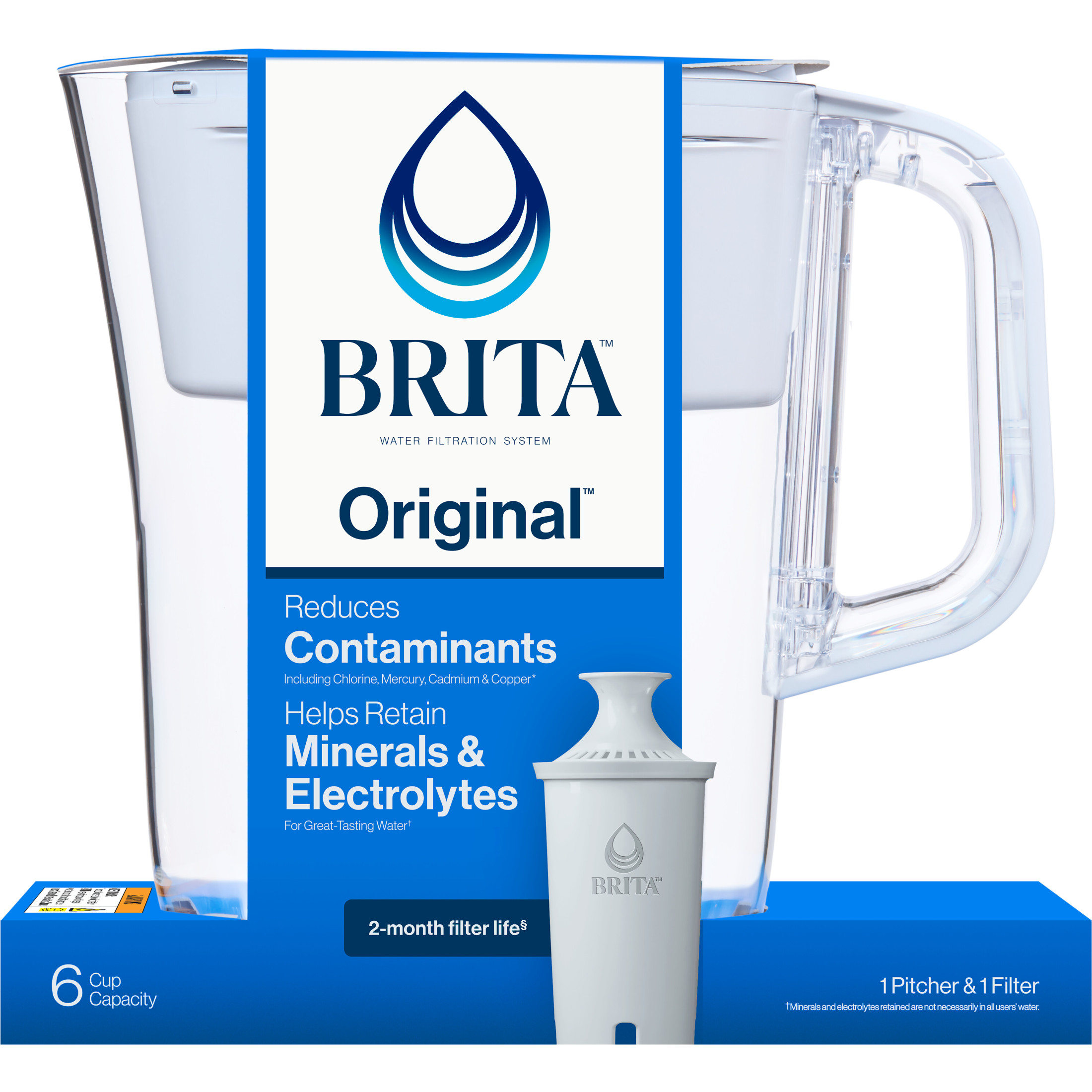 Brita Standard 6-Cup Water Filtration Pitcher, White photo 2