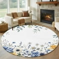 thumbnail image 2 of Blue Yellow Round Area&nbsp;Rug 5ft Flowers Eucalyptus Leaves Farmhouse Botanical Non-Slip&nbsp;Washable Circle Rugs Soft Felt Indoor Floor Mat for Bedroom Kitchen Living Room Bathroom, 2 of 9