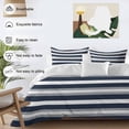 thumbnail image 3 of Grey Navy Blue Stripe Duvet Cover Set King Size, Modern Abstract 4 Piece Soft Microfiber Bedding Set with 1 Duvet Cover, 1 Flat Sheet, 2 Pillowcases, 3 of 9