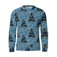 thumbnail image 4 of Men's Christmas Printed Crewneck Long Sleeve Ribbed Knit Pullover Sweater with Plant Design, Relaxed Fit Casual Business Knitwear for Holiday and Daily Use,Blue,L, 4 of 5