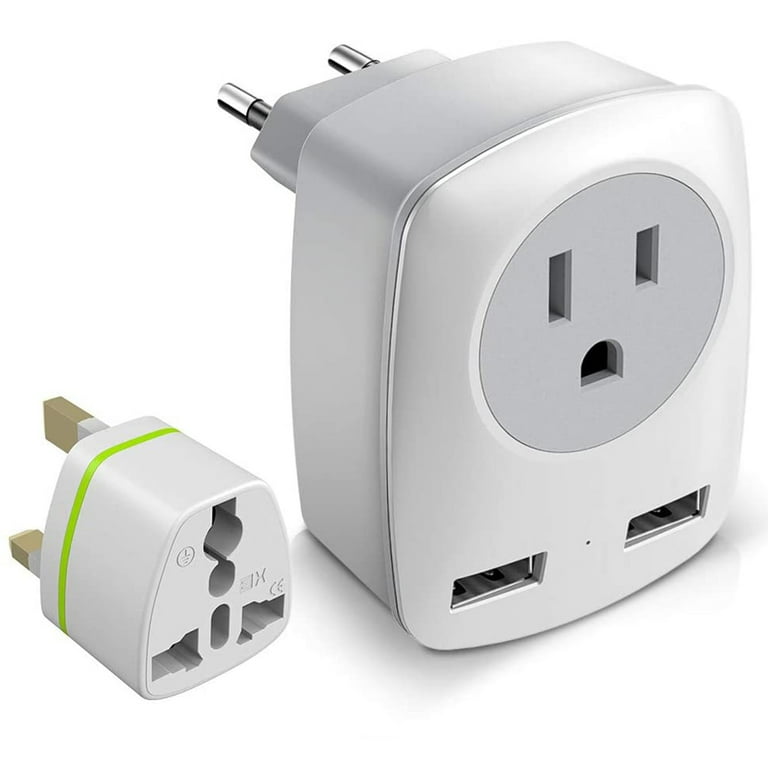 DOMETOUR European Travel Plug Adapter, The US to Europe & UK Power Outlet  Converter, USA to England Ireland German Italy Spain France Greece Iceland