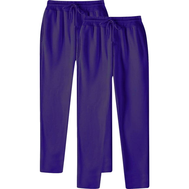 RXIRUCGD Men's Fashion Drawstring Elastic Waist Solid Color Casual Sweat Length Pants 2 PC, Purple, Size: M