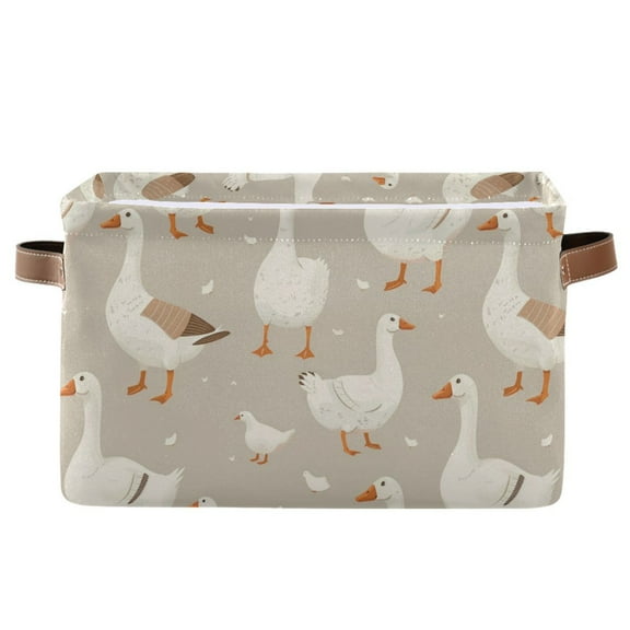 Cute Gooses Storage Bins with Handle Fabric Organizer Basket Foldable Box 1 Pack 14.2x10.2x8.3