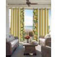 thumbnail image 4 of Yellow Lemon Stripes Blackout Curtains, Light Blocking Print Window Curtains, Summer Spring Fruit Flowers Leaves Thermal Insulated Window Drapes for Living Room Kitchen Cafe 2 Panels, 55"W x 39"L, 4 of 9