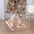 thumbnail image 3 of Flat Sandals Women Flowers Printed Sandals Ladies Soft Fashion Platform String Bead Summer Beach Shoes, 3 of 7