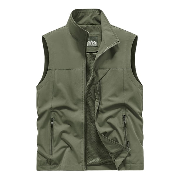 Chaleco sin mangas de imitación de cuero para hombre, chaqueta de club de motociclistas: cremallera frontal, múltiples bolsillos, para montar en moto/ropa urbana (M-XXXXXXL)