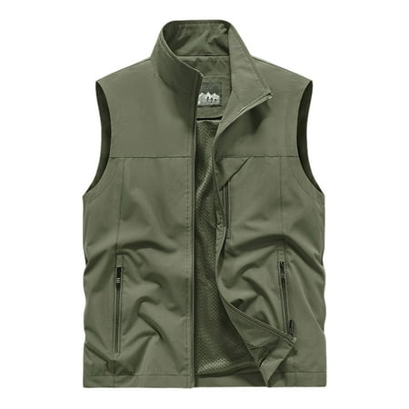 Men s Sleeveless Vest Summer Outdoor Cargo Vest Multiple Pockets Fishing Photo Work