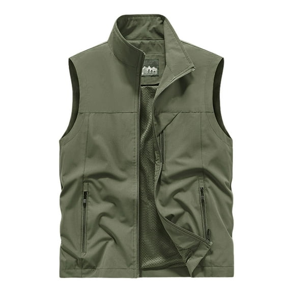 Dpytoraw Mens Sleeveless Vest Outerwear Summer Outdoors Vests Travel Photo Work Fishing Cargo Vest Pockets