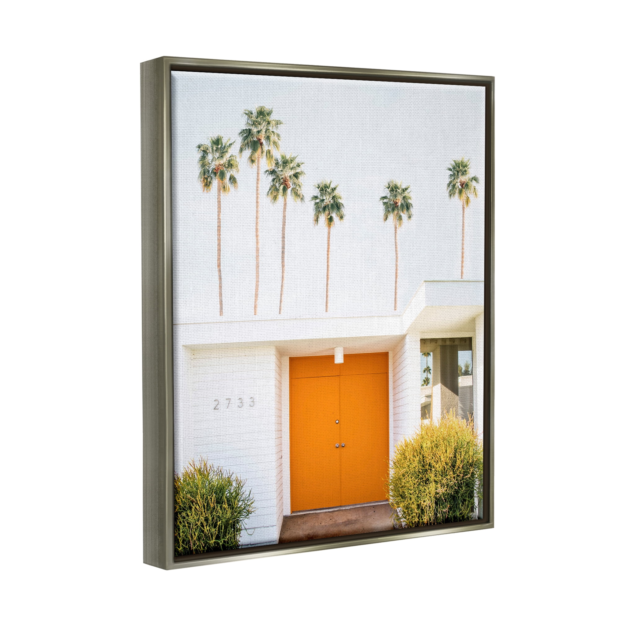 Stupell Industries Palm Springs Orange Door Botanical & Floral Photography Gray Floater Framed Art Print Wall Art, 25 x 31