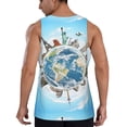 thumbnail image 3 of Easygdp World Travel Men's Tank Top, Sleeveless Muscle T Shirts, Breathable, Quick-Dry, Loose for Gym, Running, Fitness - Small, 3 of 9