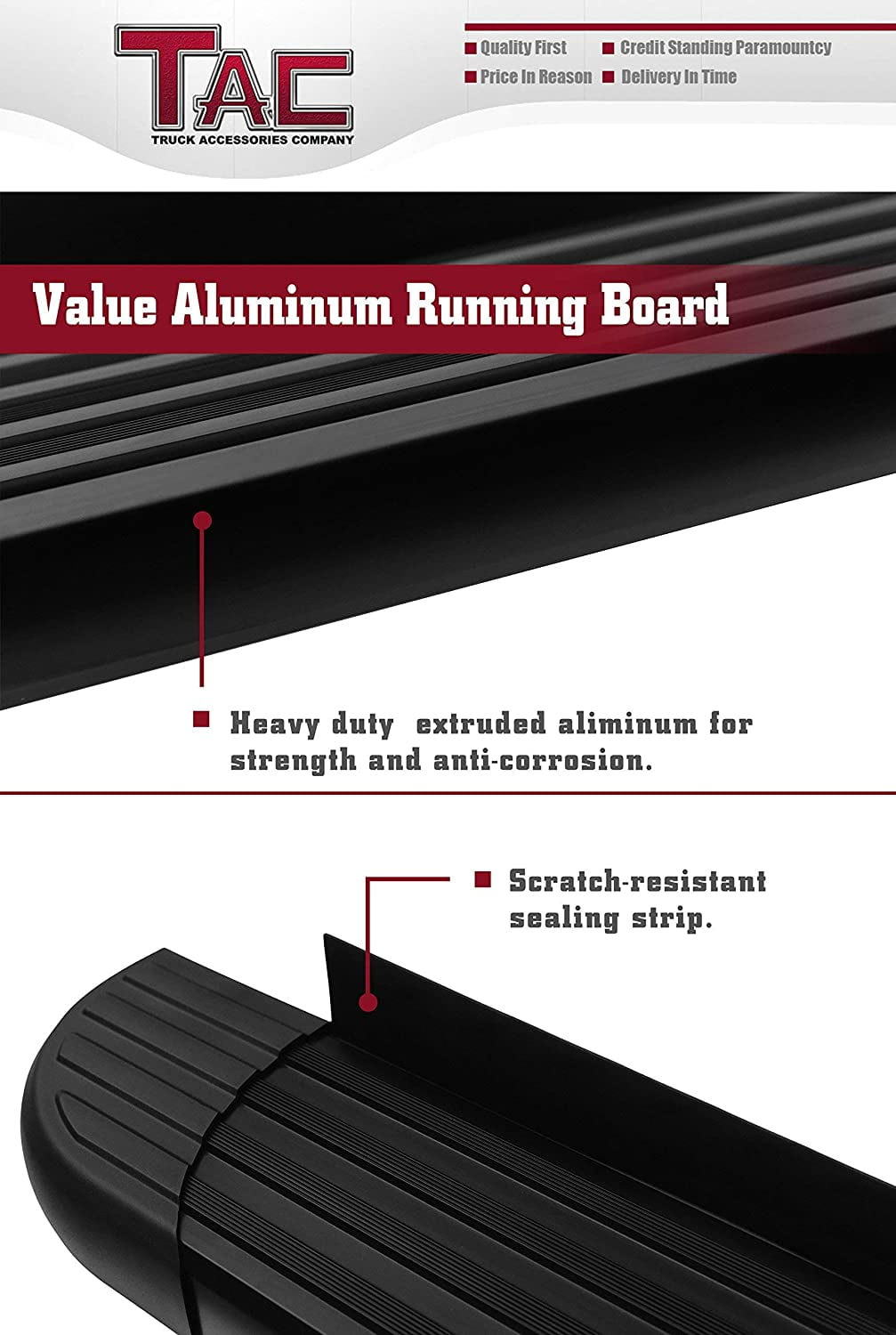 TAC Running Boards Fit 2011-2025 Durango(Excl. R/T, GT, GT Plus and SRT models) Aluminum SUV Black Side Steps Nerf Bars Step Rails Running Boards Off Road Exterior Accessories (2 Pieces)