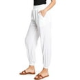 thumbnail image 2 of Love Tree Women's Juniors High Rise Linen Jogger Pants (White, Small), 2 of 4
