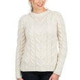 thumbnail image 1 of SAOL Aran Sweater Made in Ireland 100% Premium Merino Wool for Women | Irish Crew Cable Knitted Raglan Pullover | Natural White, 1 of 6