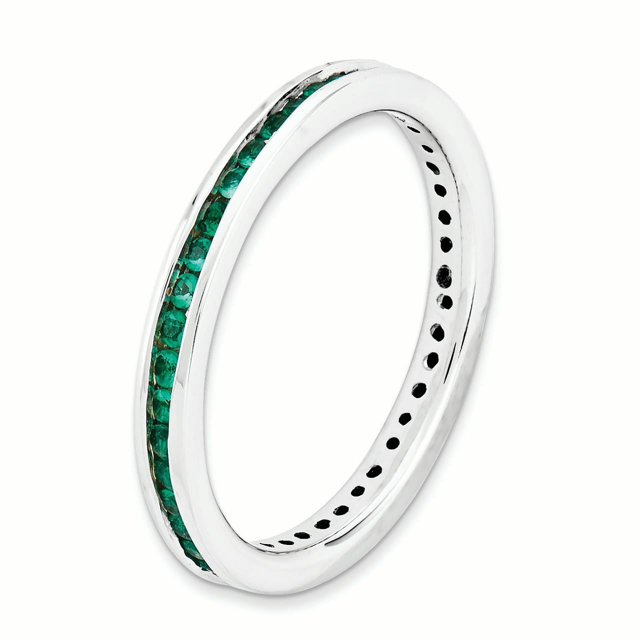 Created Emerald Sterling Silver Polished Ring