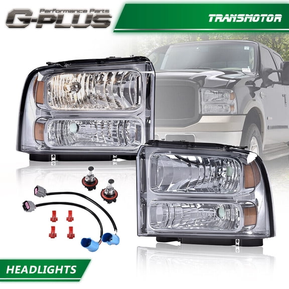 Fits 99-04 for Ford F250 F350 Super Duty Smoke Excursion Conversion Headlights -