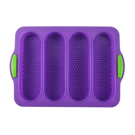

QUSENLON 4 Slot Silicone Pan French Tray for Baking Cakes Hamburgers Loaves French Toast Bread Baking Tray Bake Mold Breadstick